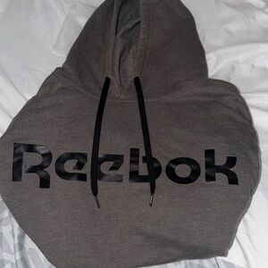 Reebok Charcoal Gray Hoodie with Black Logo